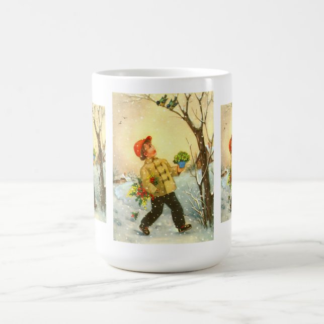 Caneca De Café Menino andando na neve (Centro)