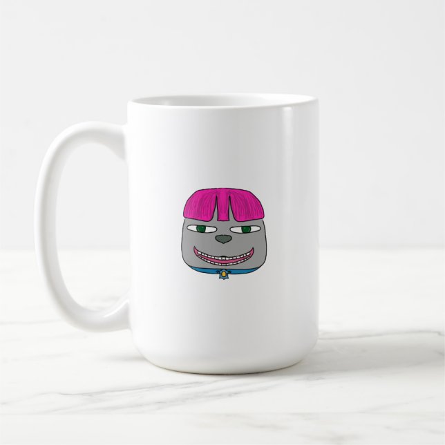 Caneca De Café Menino Bonito com Cabelo Rosa e Expressões Reprodu (Esquerda)