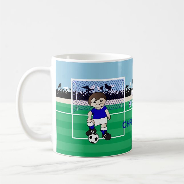 Caneca De Café Menino bonito personalizado do futebol (Esquerda)
