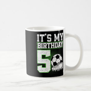 Caneca De Café Menino de 5 anos de futebol É meu 5º aniversário d