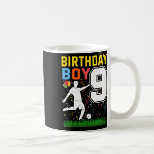 Caneca De Café Menino de 9 anos de idade fazendo aniversário de f