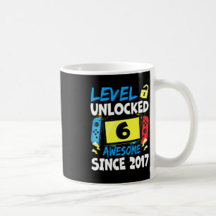 Caneca De Café Menino de Aniversário Nível 6 Desbloqueado Incríve