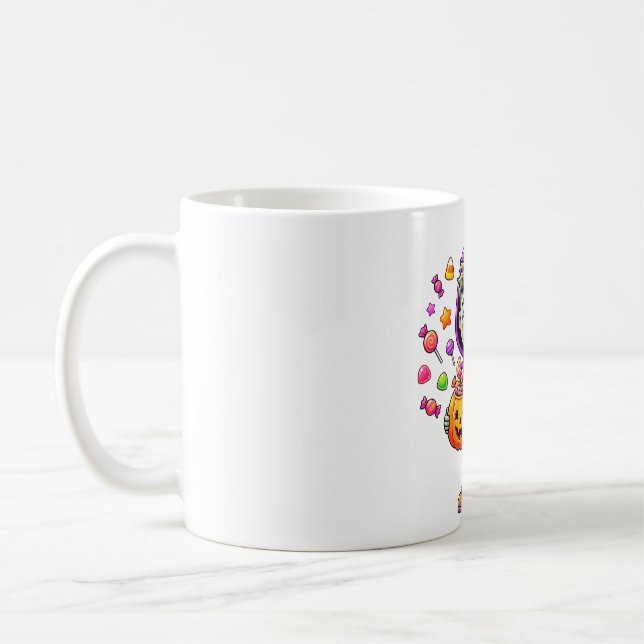 Caneca De Café Menino de Doces de Abóbora com Capuz Roxo (Esquerda)