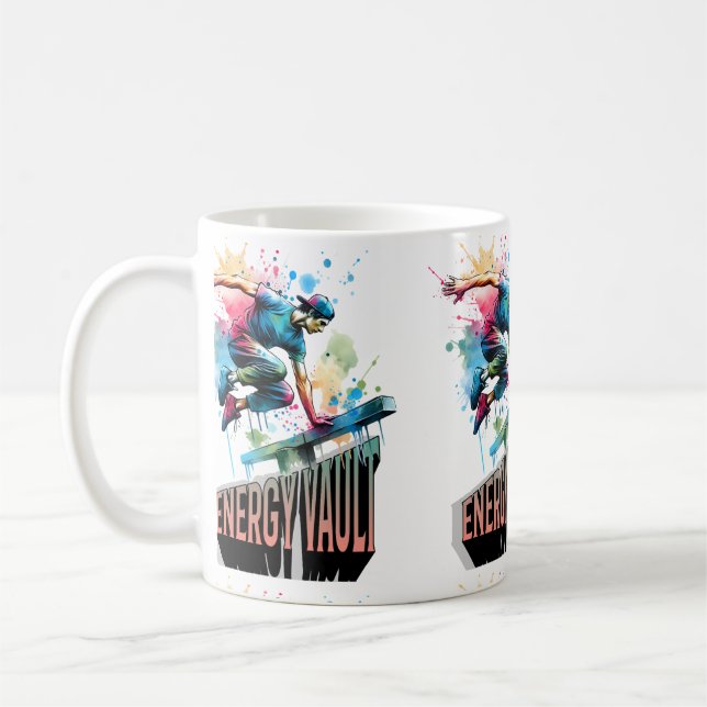 Caneca De Café Menino de salto-freestyle parkour (Esquerda)