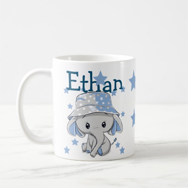 Caneca De Café Menino Elefante Bonito (Esquerda)