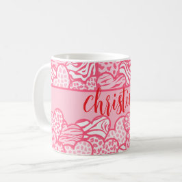 Caneca De Café Menino Pintado, Cor-de-Impressão, Cor-de-Rosa