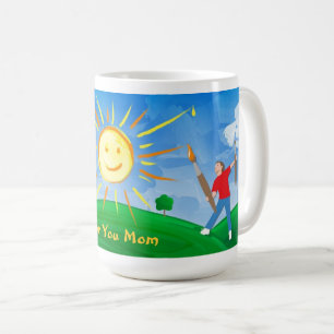 Caneca De Café Menino Pintando Céu