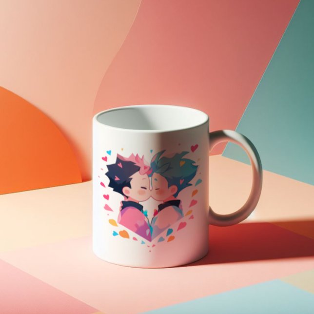 Caneca De Café Meninos Animes Beijantes Bonitos (Criador carregado)