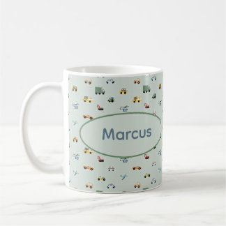 Caneca De Café Meninos Portáteis - Carro de Transporte Cute Monog