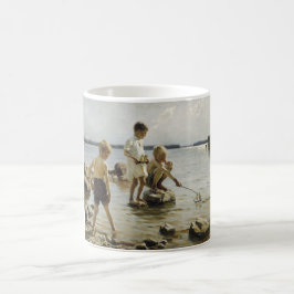 Caneca De Café Meninos tocando na praia (por Albert Edelsense)