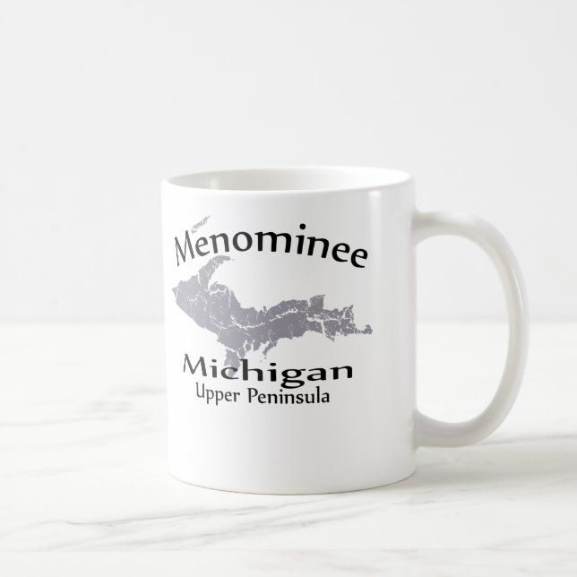 Caneca De Café Menominee Michigan Map Design Mug (Direita)