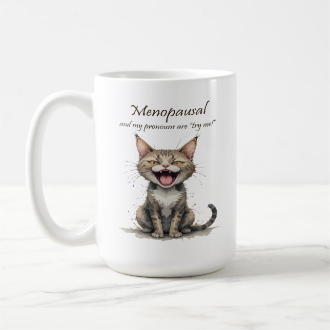 Caneca De Café Menopause Humor Stressed Angry Cat (Esquerda)