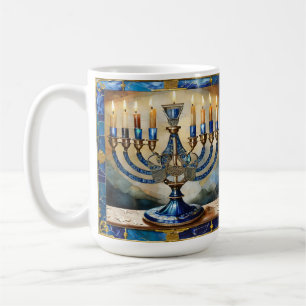 Caneca De Café Menorá Azul de Hanuka