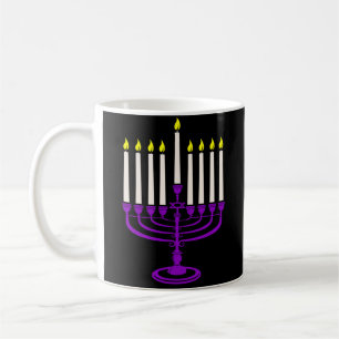 Caneca De Café menorah hanukkah púrpura