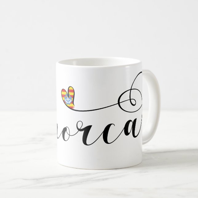 Caneca De Café Menorca Flag Heart, Ilhas Baleares (Frente Esquerda)