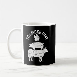 Caneca De Café Mens Chef Butcher CHURRASCO Eu Fumaria Aquele Carn