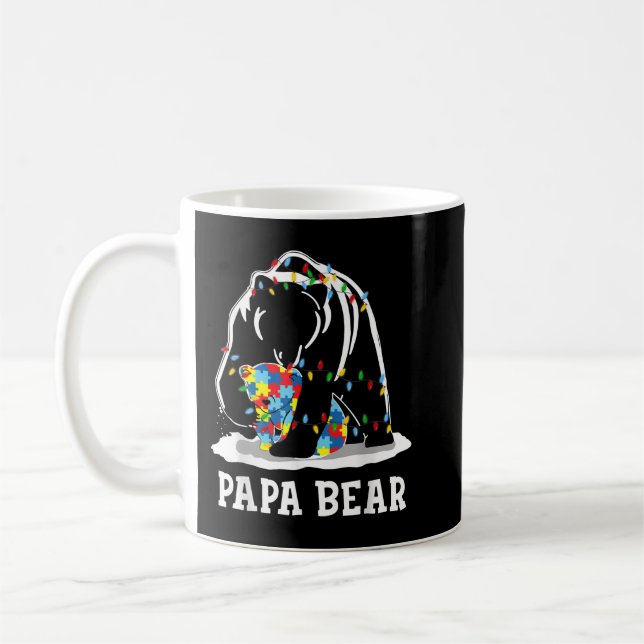Caneca De Café Mens Engraçado Papá Urso Autismo Sensibilização Co (Esquerda)
