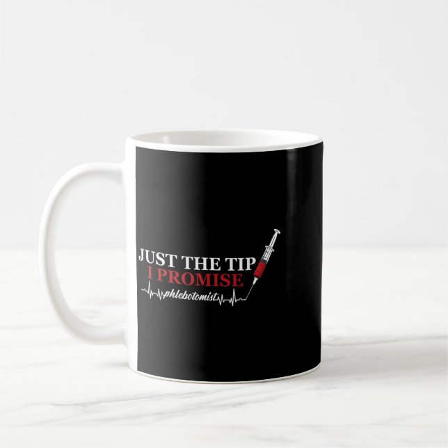 Caneca De Café Mens Just Tip Promise Syringe Phlebotomist Pulse (Esquerda)