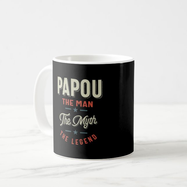 Caneca De Café Mens Papou Shirt Gift: O Homem O Mito A Lenda (Frente Esquerda)