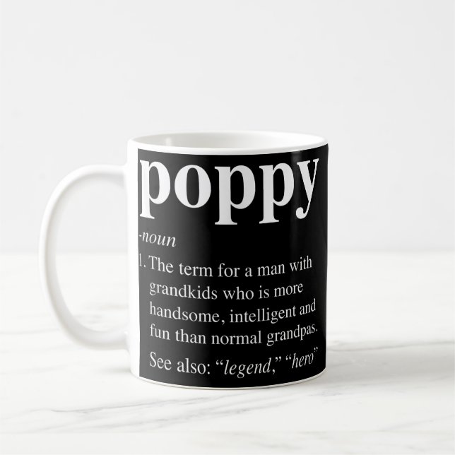 Caneca De Café Mens Poppy Definition Funny Dictionary Entry for (Esquerda)