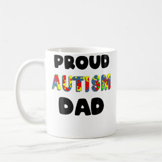 Caneca De Café Mens Proud Autism Dad Colored Jigsaw Puzzle Pieces