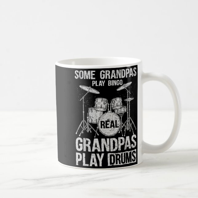 Caneca De Café Mens Real Grandpa Play Drums Percussionist Drummer (Direita)