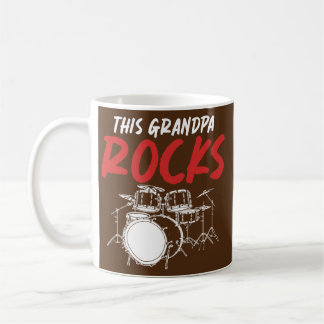 Caneca De Café Mens Reformados Vovô Drummer Rock Drummer Conjunto