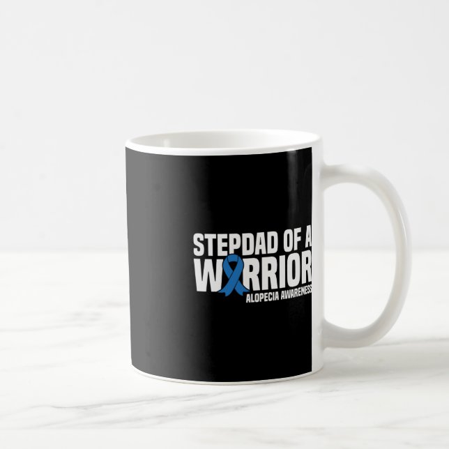Caneca De Café Mens Stepdad de um Guerreiro Blue Ribbon Alopecia  (Direita)