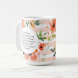 Caneca De Café Mensagem à Mãe Floral Stripe Foto do Dia de as m