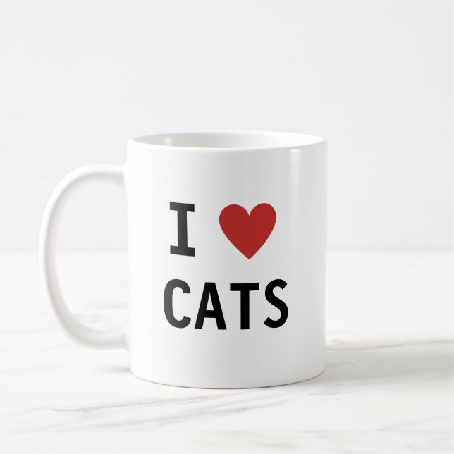 Caneca De Café Mensagem Classic Cute I Heart Cats (Esquerda)