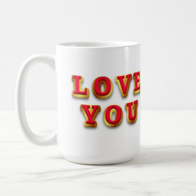 Caneca De Café Mensagem de Amor com Texto Dourado (Esquerda)