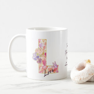 Caneca De Café Mensagem de Amor Personalizada Coração Padrão Inic