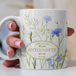 Caneca De Café Mensagem de Aniversário Personalizado da Flor Selv