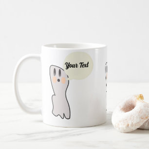 Caneca De Café Mensagem de Nome Fantasma Retro Halloween