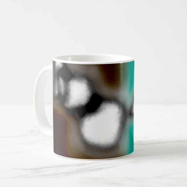 Caneca De Café Mensagem em uma garrafa: Abstrato Brown, Teal, B & (Frente Esquerda)