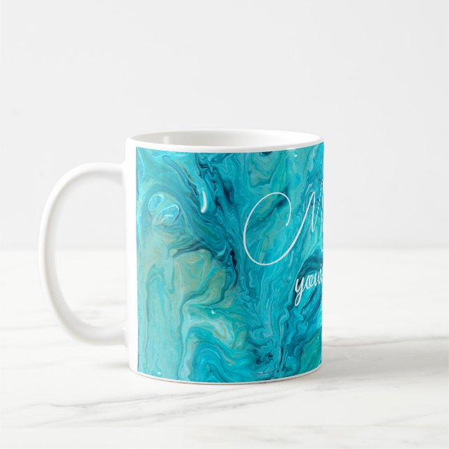 Caneca De Café Mensagem inspiradora de pintura de fluido Emerald (Esquerda)