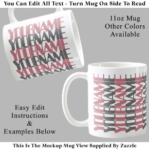 Caneca De Café Mensagem Oculta Rosa Nome Personalizado Curto Cust