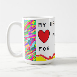 Caneca De Café Mensagem romântica e arte sobre corações