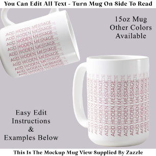 Caneca De Café Mensagem Secreta Personalizada em Tipografia Moder