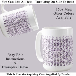 Caneca De Café Mensagem Secreta Personalizada Tipografia Moderna 