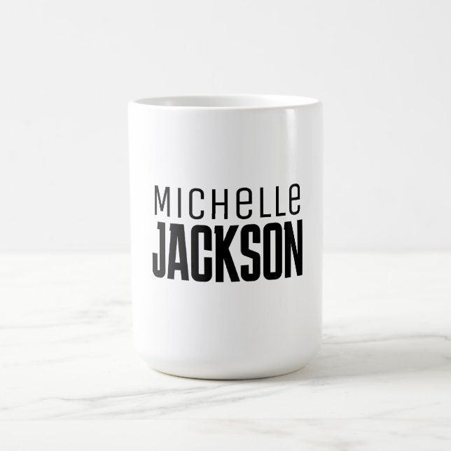 Caneca De Café Mensagem Simples de Moderno Mínimo de Seu Nome (Centro)