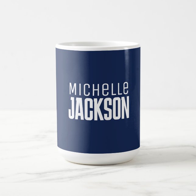 Caneca De Café Mensagem Simples de Moderno Mínimo de Seu Nome (Centro)