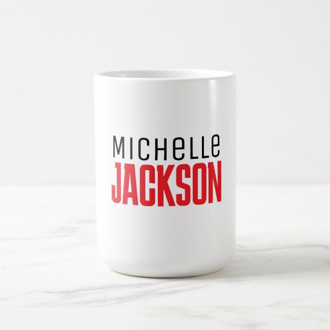 Caneca De Café Mensagem Simples de Moderno Mínimo de Seu Nome (Centro)
