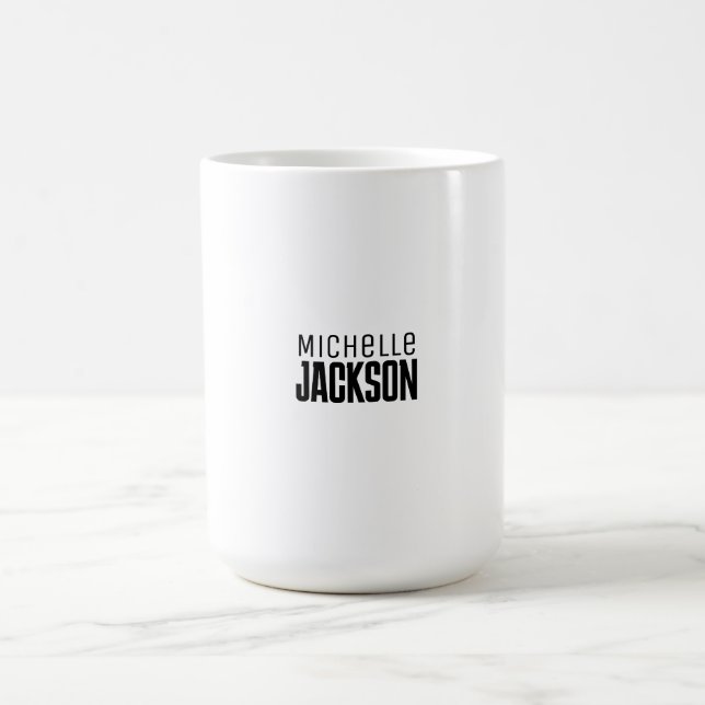 Caneca De Café Mensagem Simples de Moderno Mínimo de Seu Nome (Centro)