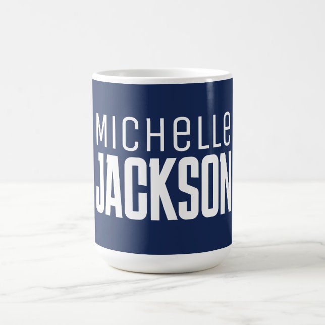Caneca De Café Mensagem Simples de Moderno Mínimo de Seu Nome (Centro)