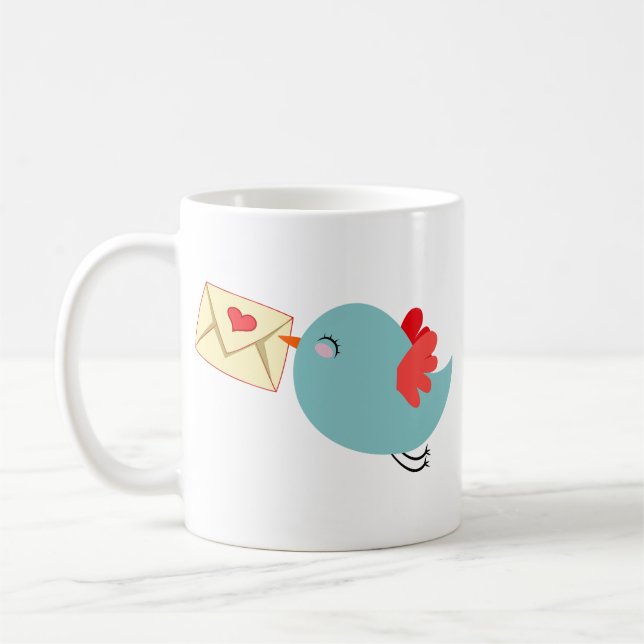 Caneca De Café Mensagens de Amor de Pássaros Tweets (Esquerda)