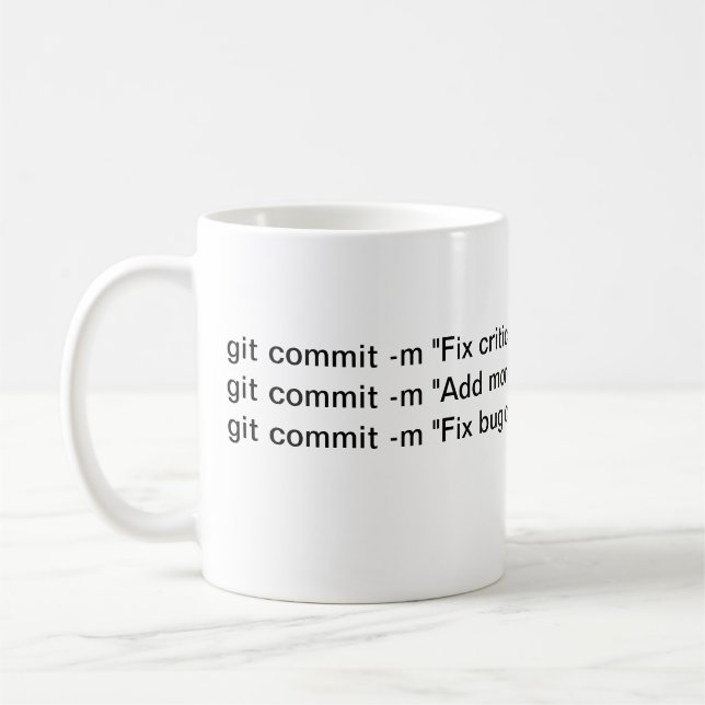 Caneca De Café Mensagens de Confirmação de Git (Esquerda)