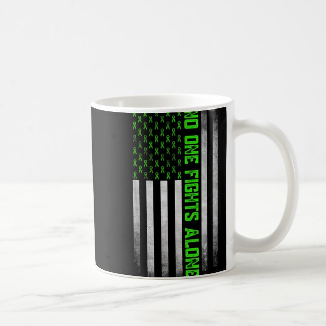 Caneca De Café Mental Health Awareness Green Ribbon American Flag (Direita)