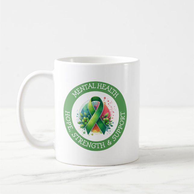 Caneca De Café Mental Health Awareness - Support Strength Support (Esquerda)