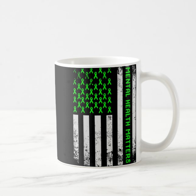 Caneca De Café Mental Health S Human Brain Illness Awareness Gree (Direita)